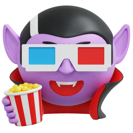 Vampire regardant un film et tenant du pop-corn  3D Icon