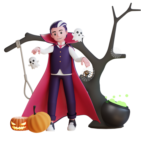 Vampire scaring people  3D Illustration