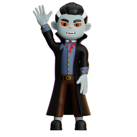 Vampire Waving Hand  3D Illustration