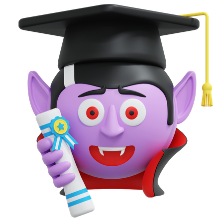Vampire Wearing Graduation Hat  3D Icon