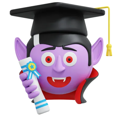 Vampire Wearing Graduation Hat  3D Icon