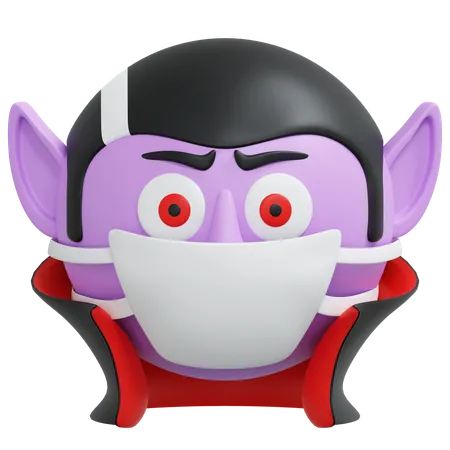 Vampire Wearing Mask Emoticon 3 D Icon Illustration 3D Icon