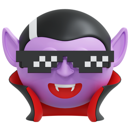 Vampire Wearing Pixel Glasses  3D Icon