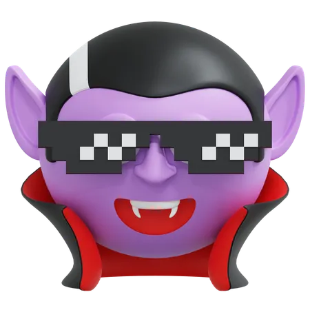 Vampire Wearing Pixel Glasses Emoticon 3 D Icon Illustration 3D Icon