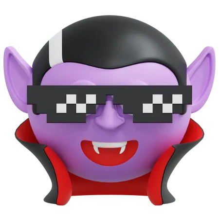 Vampire Wearing Pixel Glasses  3D Icon