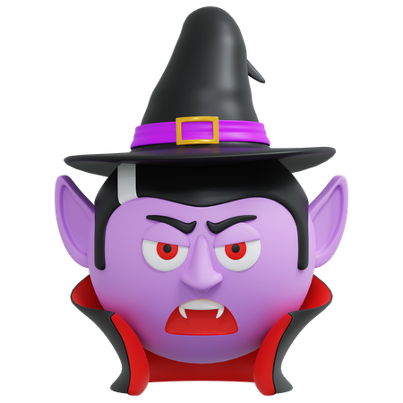 Vampire Wearing Witch Hat  3D Icon