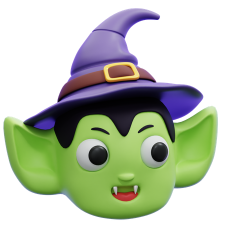 Vampire Wearing Witch Hat  3D Icon