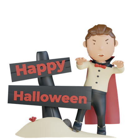 Vampires Are Scaring For Happy Halloween  3D Illustration