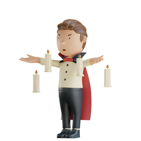 Vampires Make Candles Float  3D Illustration