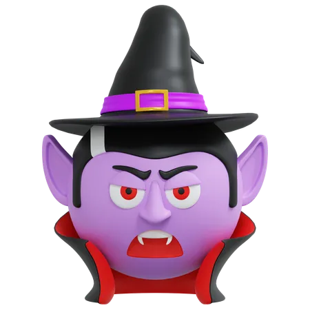 Vampiro con sombrero de bruja  3D Icon