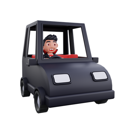 Vampiro conduciendo un coche  3D Illustration