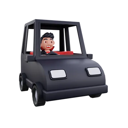 Vampiro conduciendo un coche  3D Illustration