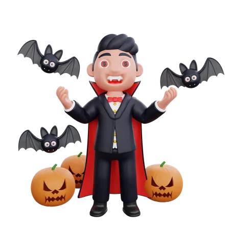 Personaje 3 D Halloween Vampiro Aterrador 3D Illustration