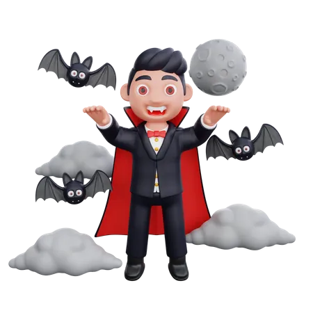 Vampiro haciendo pose aterradora  3D Illustration