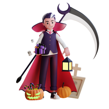 Vampiro masculino segurando presente  3D Icon