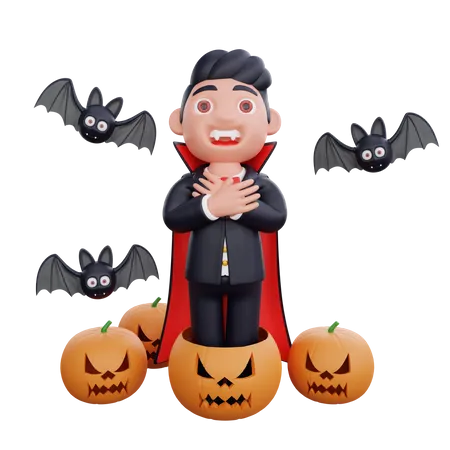 Personaje 3 D Halloween Vampiro Aterrador 3D Illustration