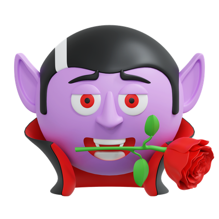 Vampiro segurando flor rosa  3D Icon