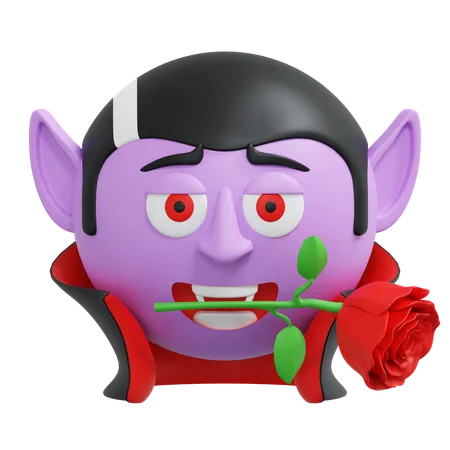 Vampiro segurando flor rosa  3D Icon