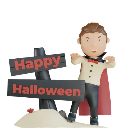 Vampiros De Personagens De Halloween Em 3 D Estao Assustados Para Um Feliz Halloween 3D Illustration