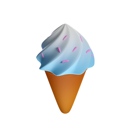 Vanilla Ice Cream Cone  3D Icon