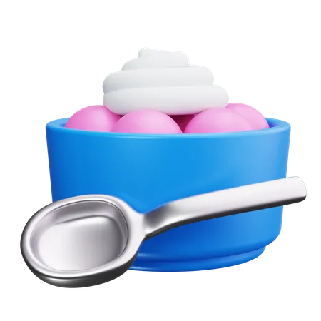 Vanilla Ice Cream Scoop  3D Icon