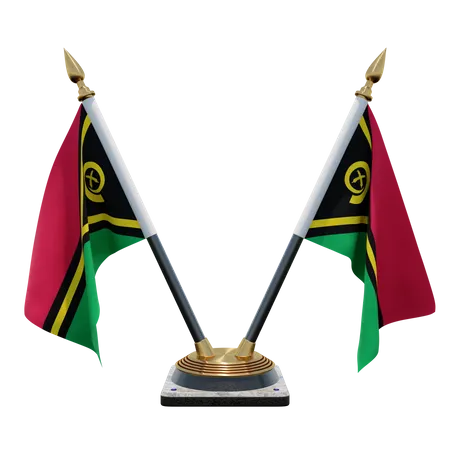 Vanuatu Double Desk Flag Stand  3D Illustration