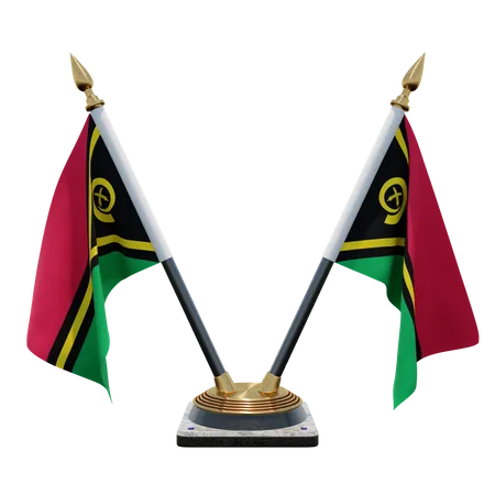 Vanuatu Double (V) Desk Flag Stand  3D Icon