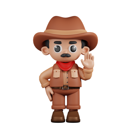 Vaquero con las manos arriba  3D Illustration