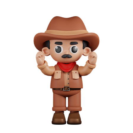 Vaquero emocionado  3D Illustration