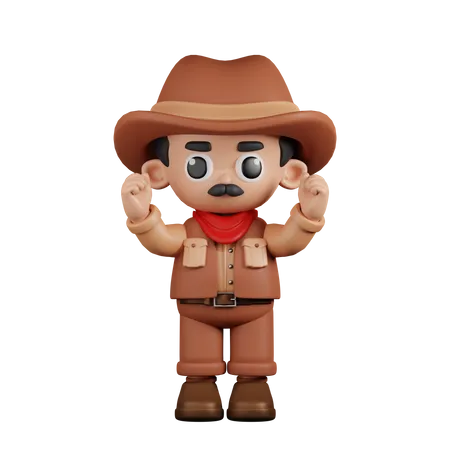 Vaquero emocionado  3D Illustration