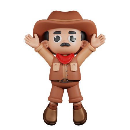 Vaquero haciendo celebración de salto  3D Icon