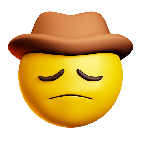 Vaquero triste con sombrero marrón  3D Icon