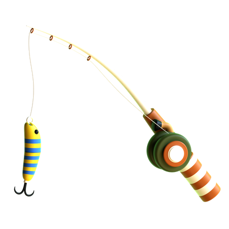 Vara de pescar com isca  3D Icon