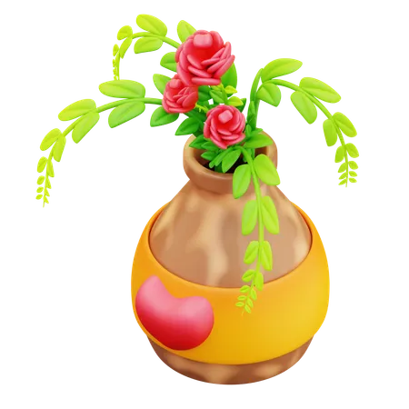 Vase de fleurs d'amour  3D Icon