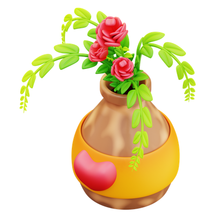 Vase Of Love Flowers  3D Icon