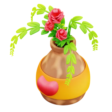 Vase Of Love Flowers  3D Icon