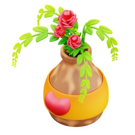 Vaso de flores de amor  3D Icon