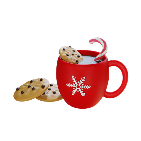 Vaso de navidad y galletas  3D Icon