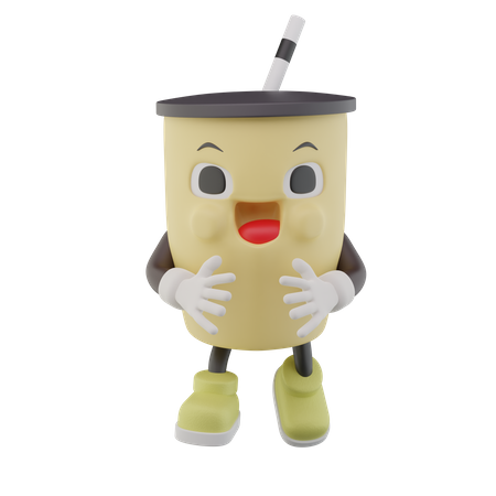 Personaje de refresco de vaso de papel feliz  3D Icon