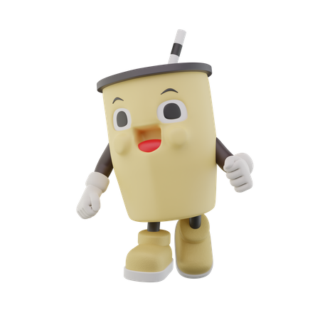 Personaje de refresco de vaso de papel feliz  3D Icon