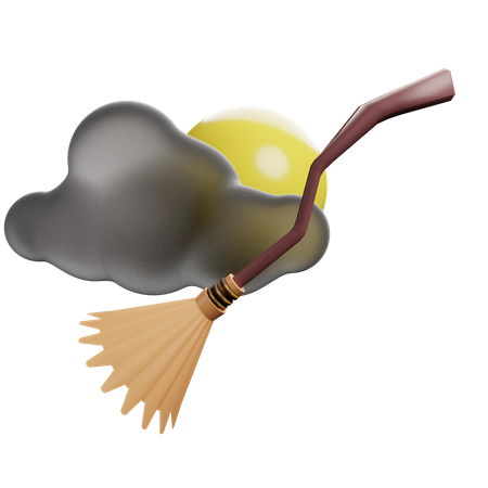 Vassoura de bruxa  3D Icon