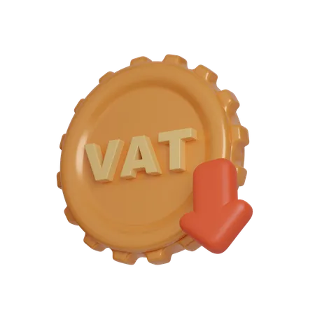 Vat Decrease Coin  3D Icon