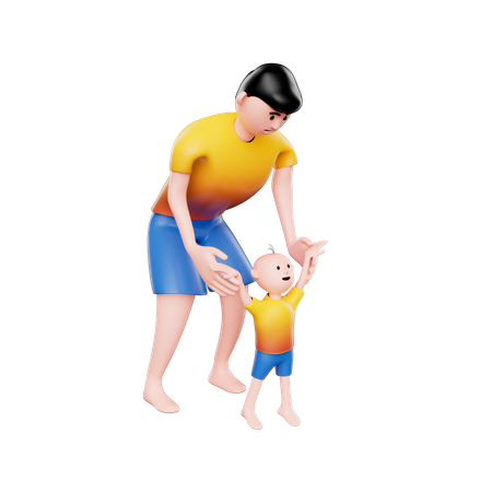 Bindung zwischen Vater und Sohn  3D Illustration