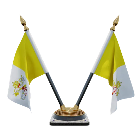 Vatican City Double (V) Desk Flag Stand  3D Icon