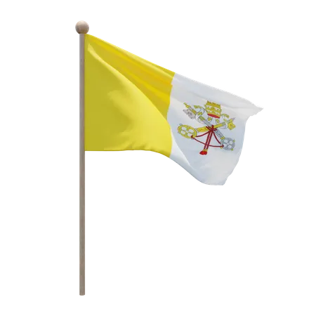 Vatican City Flag Pole  3D Flag