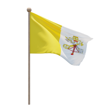 Vatican City Flag Pole  3D Flag