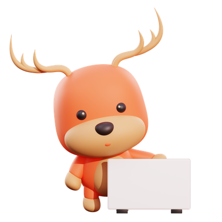 Veado segurando cartaz  3D Icon