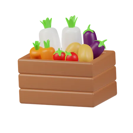 Vegetable Bucket 3D Icon