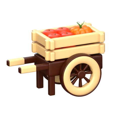 Vegetable Cart 3 D Thanks Giving Icon 3D Icon