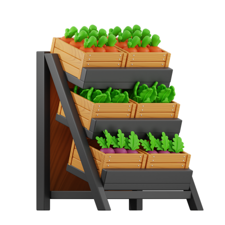 Vegetable in Shelf Market  3D Icon